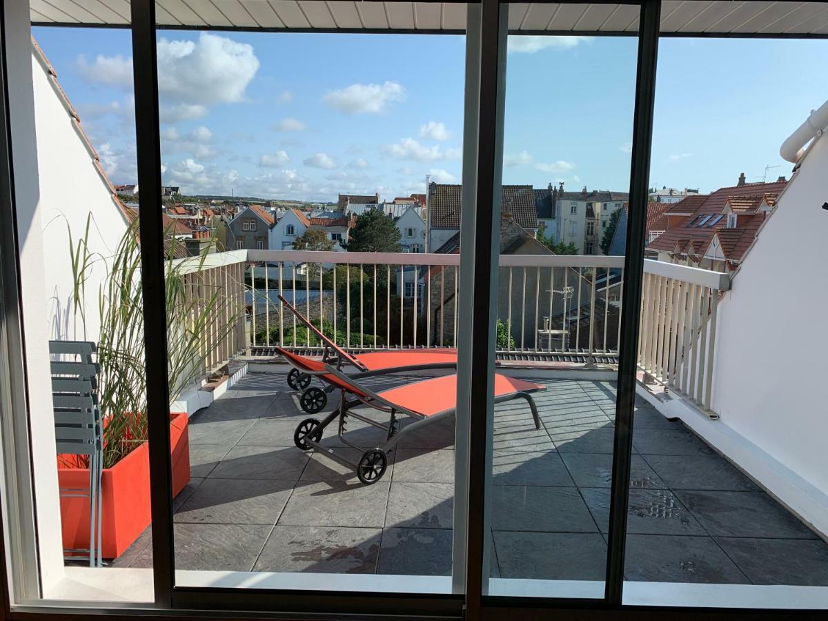 Ferienwohnung La Terrasse vue Mer du 42 Ferber, Plein Sud Wifi Wimereux Exterior foto